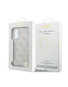 GUESS – Funda iPhone 16 de Polipiel con MagSafe Logo Guess en Relieve Rosa