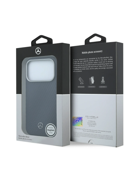 Funda Mercedes-Benz para iPhone 17 Pro con Magsafe y textura trenzada (Azul marino)