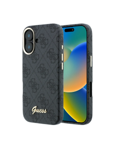 F. iPhone 17 de Polipiel con Magsafe Logo Guess en Relieve Negra