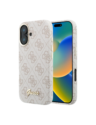 F. iPhone 17 de Polipiel con Magsafe Logo Guess en Relieve Rosa