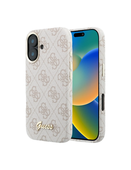 F. iPhone 17 de Polipiel con Magsafe Logo Guess en Relieve Rosa