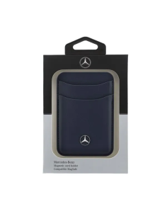Mercedes-Benz Card Holder with MagSafe, Leather Effect (Navy Blue)