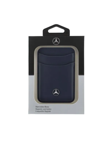 Mercedes-Benz Card Holder with MagSafe, Leather Effect (Navy Blue)