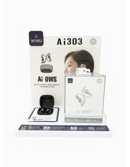 Pack Ai303 10 white headphones and 10 black + Free Display Stand