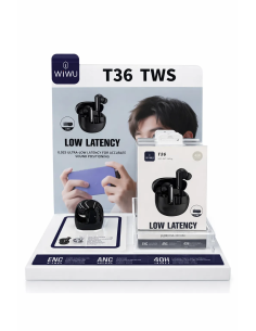 Pack T36 TWS 10 auriculares negros y 10 blancos+Expositor de regalo