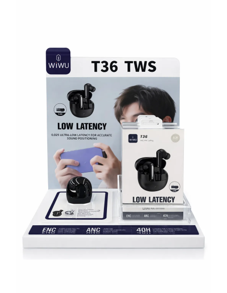 Pack T36 TWS 10 black headphones and 10 white + Free Display Stand