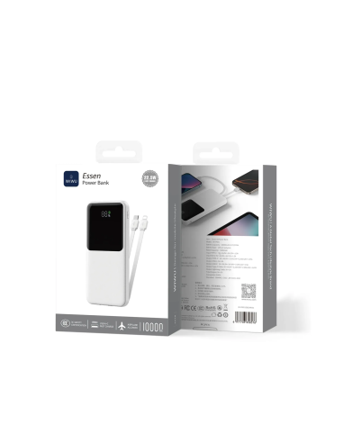 Power Bank 22.5W con cables integrados 10.000 mAh Essen (Blanco)
