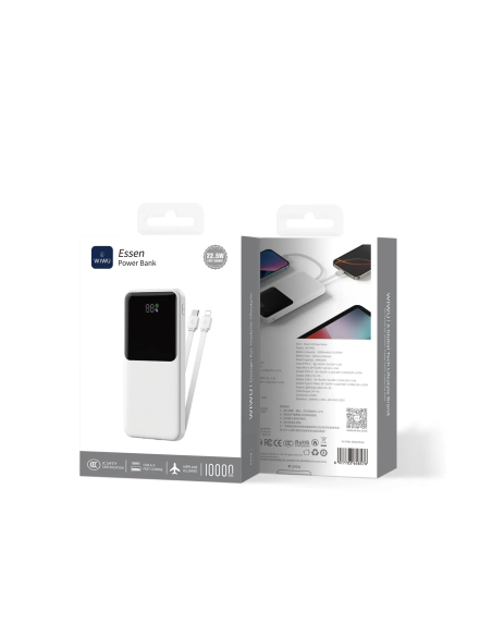 Power Bank 22.5W con cables integrados 10.000 mAh Essen (Blanco)