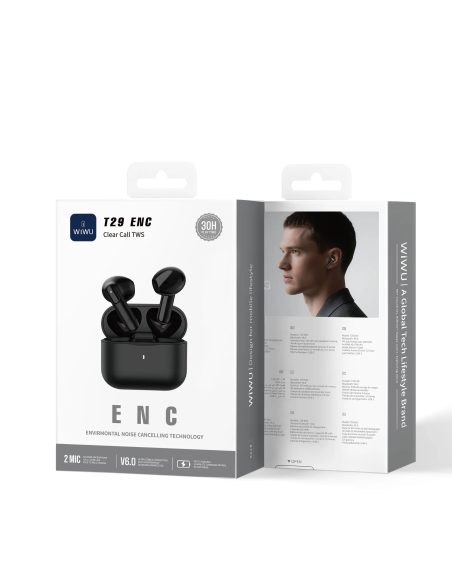 Auriculares TWS T29 ENC Negro