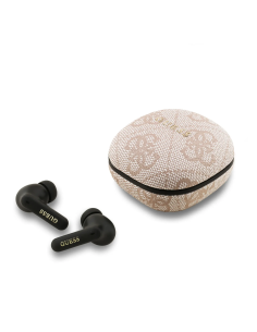 Auriculares TWS ENC GUESS de polipiel con logotipo clásico metalizado (Rosa)