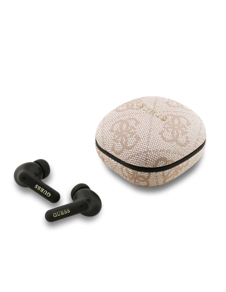 Auriculares TWS ENC GUESS de polipiel con logotipo clásico metalizado (Rosa)