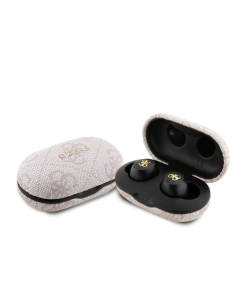 Auriculares TWS ENC GUESS con acabado 4G de polipiel y logotipo metálico (Rosa)