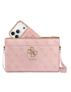 Bolso de mano GUESS con logotipo 4G, muñequera y correa larga ajustable (Rosa)
