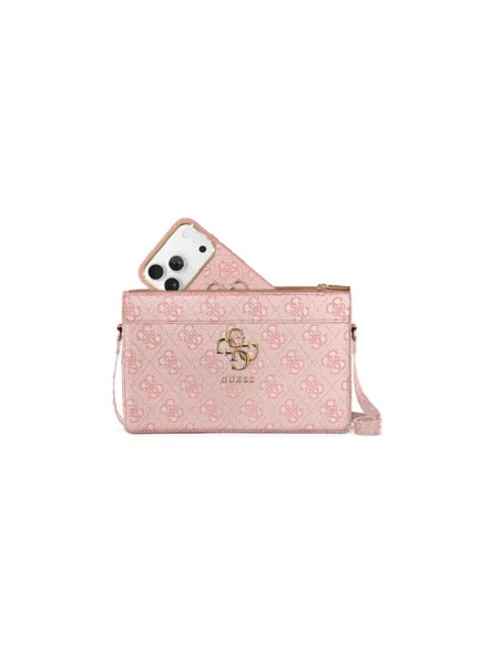 Bolso de mano GUESS con logotipo 4G, muñequera y correa larga ajustable (Rosa)