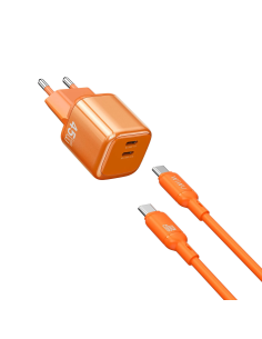 45W USB-C PD Charger with USB-C to USB-C Cable Cube (Orange) 2