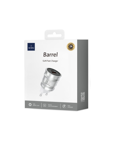 GaN Barrel 35W QC+PD Fast Charger EU Plug