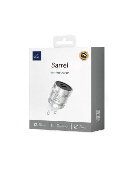 GaN Barrel 35W QC+PD Fast Charger EU Plug