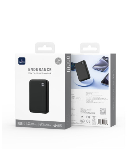 Batería Externa Ultrafina de 10000 mAh y 22,5 W (PD + QC), Negro