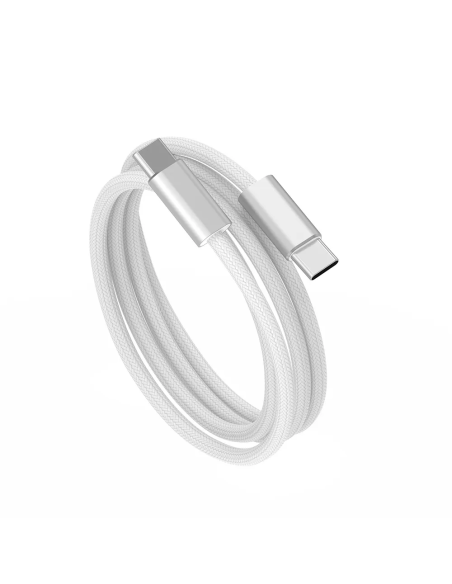 Cable USB-C a USB-C 240 W Nylon trenzado Essen (blanco 1,5 m)