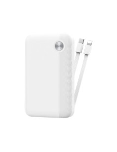External Battery 10,000mAH – 22.5W Fast Charge with integrated dual cable White
