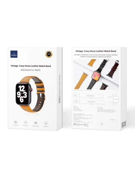 38/40/41mm Camel Correa de Cuero Apple Watch