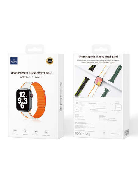38/40/41mm Correa Blanco+Naranja Silicona Apple Watch
