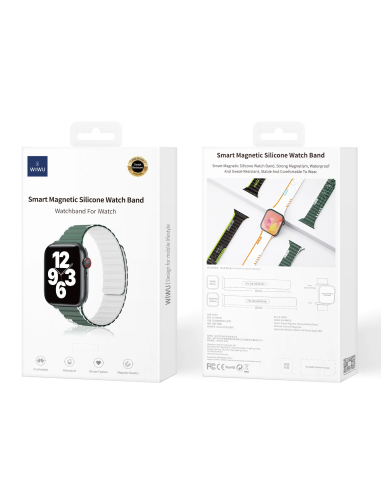 38/40/41mm Correa Gris+Verde Silicona iWatch