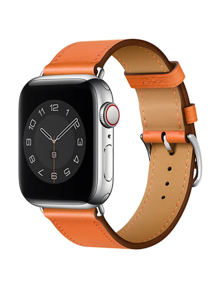 38/40/41mm Correa Naranja Piel Apple Watchf