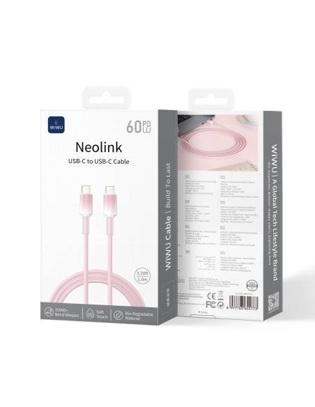 Cable USB-C a USB-C 60W Silicona Neolink Rosa (1 m)