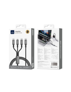 Cable USB-C a USB-C + USB-C + Lightning 60 W Titanlink (1,2 m)