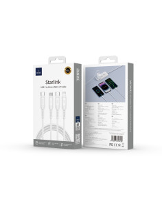Cable 3 En 1(C-C+L+M) de 60 W y 1,2 Metro, Blanco