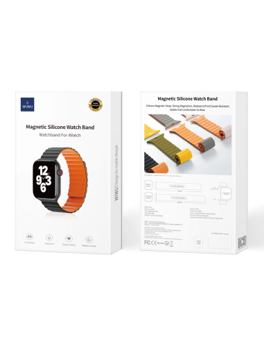 38/40/41mm Negro + Naranja Correa Magnética Silicona Apple Watch