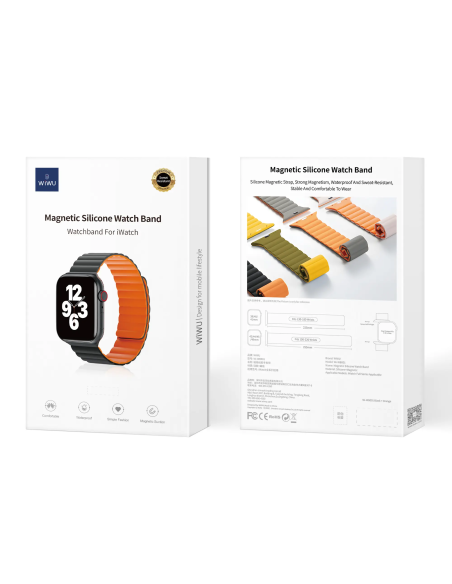 38/40/41mm Negro + Naranja Correa Magnética Silicona iWatch