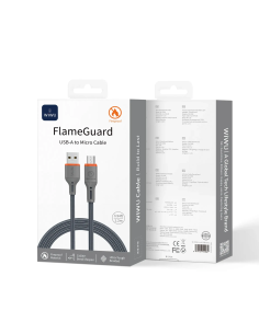 USB-A to Micro USB Cable 2.1A FlameGuard Gray (1.2m)