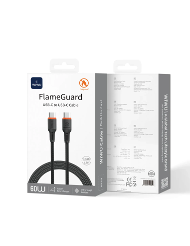 USB-C to USB-C Cable 60W FlameGuard Black (1.2m)