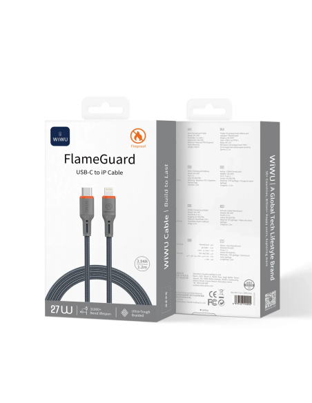 Cable USB-C a Lightning 27 W FlameGuard Gris (1,20 m)