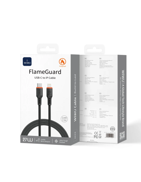 Cable USB-C a Lightning 27 W FlameGuard Negro (1,20 m)