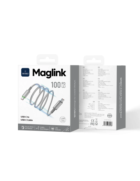 USB-C to USB-C Magnetic Nylon Cable 100W Maglink (1 m)