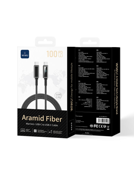 Cable USB-C a USB-C 100 W Fibra de Aramida Warriors (1,2 m)