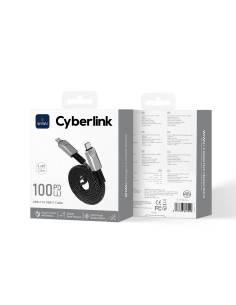 USB-C to USB-C Magnetic Nylon Cable 100W Cyberlink (1 m)