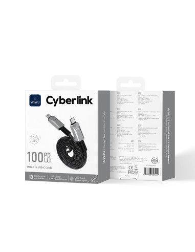 Cable USB-C a USB-C 100 W Nylon Magnético Cyberlink (1 m)