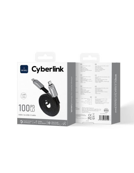 Cable USB-C a USB-C 100 W Nylon Magnético Cyberlink (1 m)