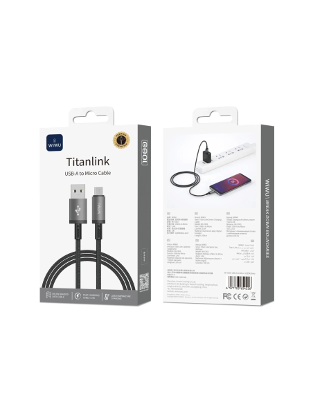 USB-A to Micro USB Cable 2.4A Titanlink (1 m)