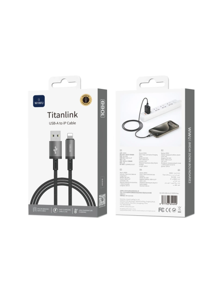 USB-A to Lightning Cable 2.4A Titanlink (1 m)
