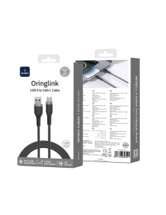 USB-A to USB-C Braided Cable 3A Oringlink (1 m)