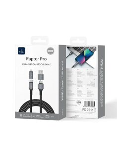 Cable USB-A + USB-C a USB-C + Lightning 240 W Raptor Pro (1,2 m)
