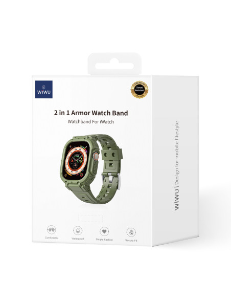 Apple Watch Band 2 in 1 with Protective Case 49mm Military Green