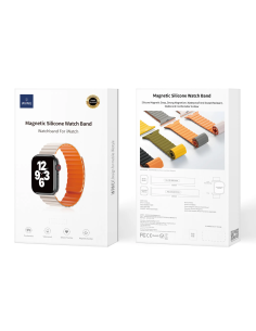 Correa Magnética Premium de Silicona Blanco con Naranja para Apple Watch 38/40/41 mm