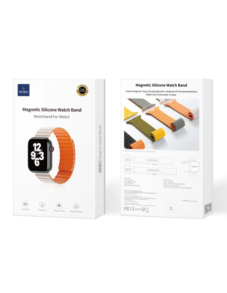 Correa Magnética Premium de Silicona Blanco con Naranja para Apple Watch 38/40/41 mm