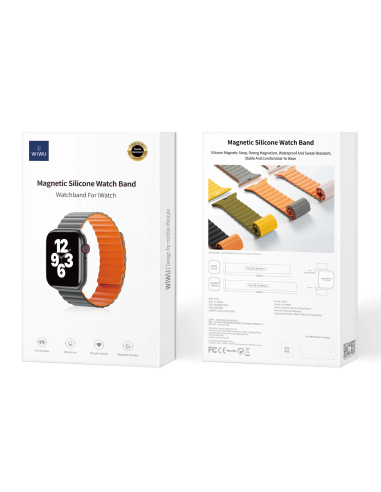 Correa Magnética Premium de Silicona Gris con Naranja para Apple Watch 38/40/41 mm
